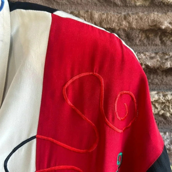 IB Diffusion Vintage 80s Colorblock 100% Silk BlouseSize 20W - Picture 7 of 9